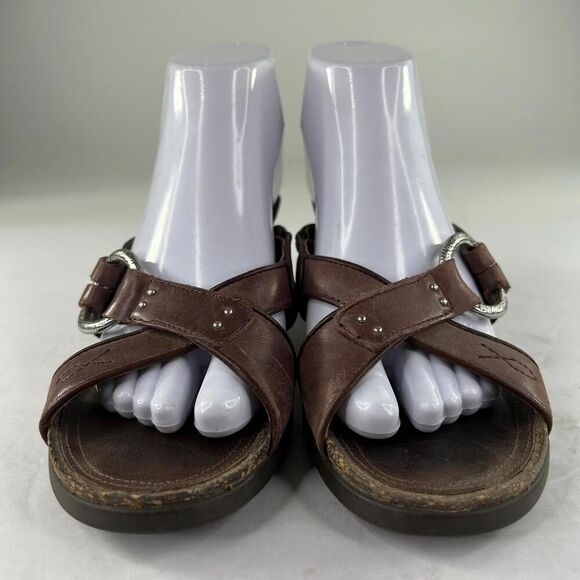 Ariat Women's Ember Wedge Slide Brown Open Toe US 7 B Harness Mule Sandals - Picture 2 of 10